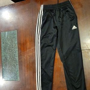 Black with white stripes adidas sweatpants boys M slightly used